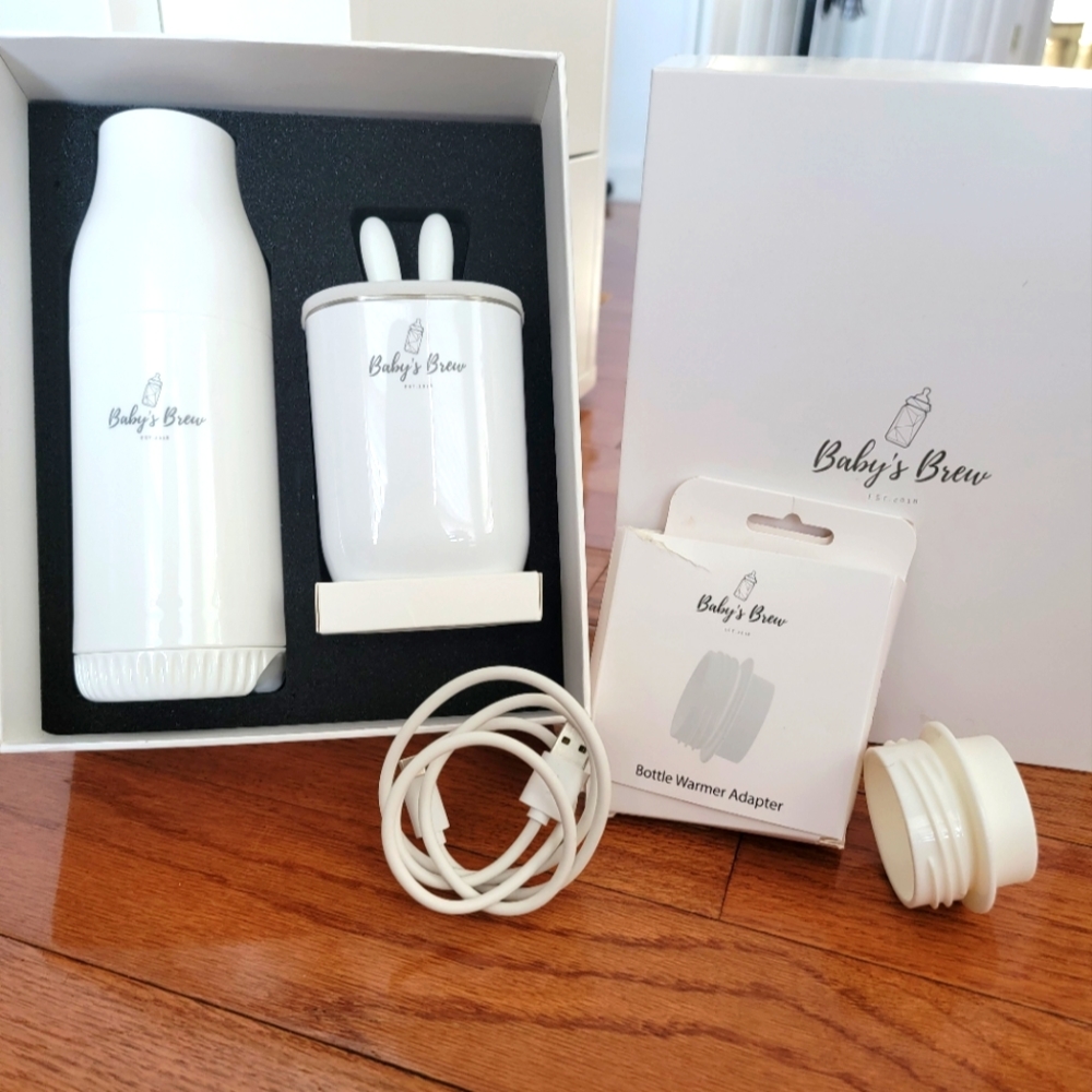 Portable bottle warmer, adaptor and formula dispenser - White